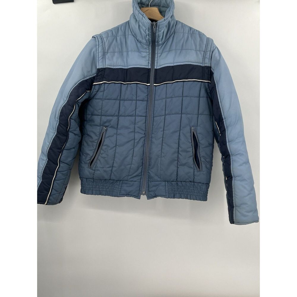Vintage‎ Aventura Blue Puffer Ski Jacket Vest Removable Sleeves Large
